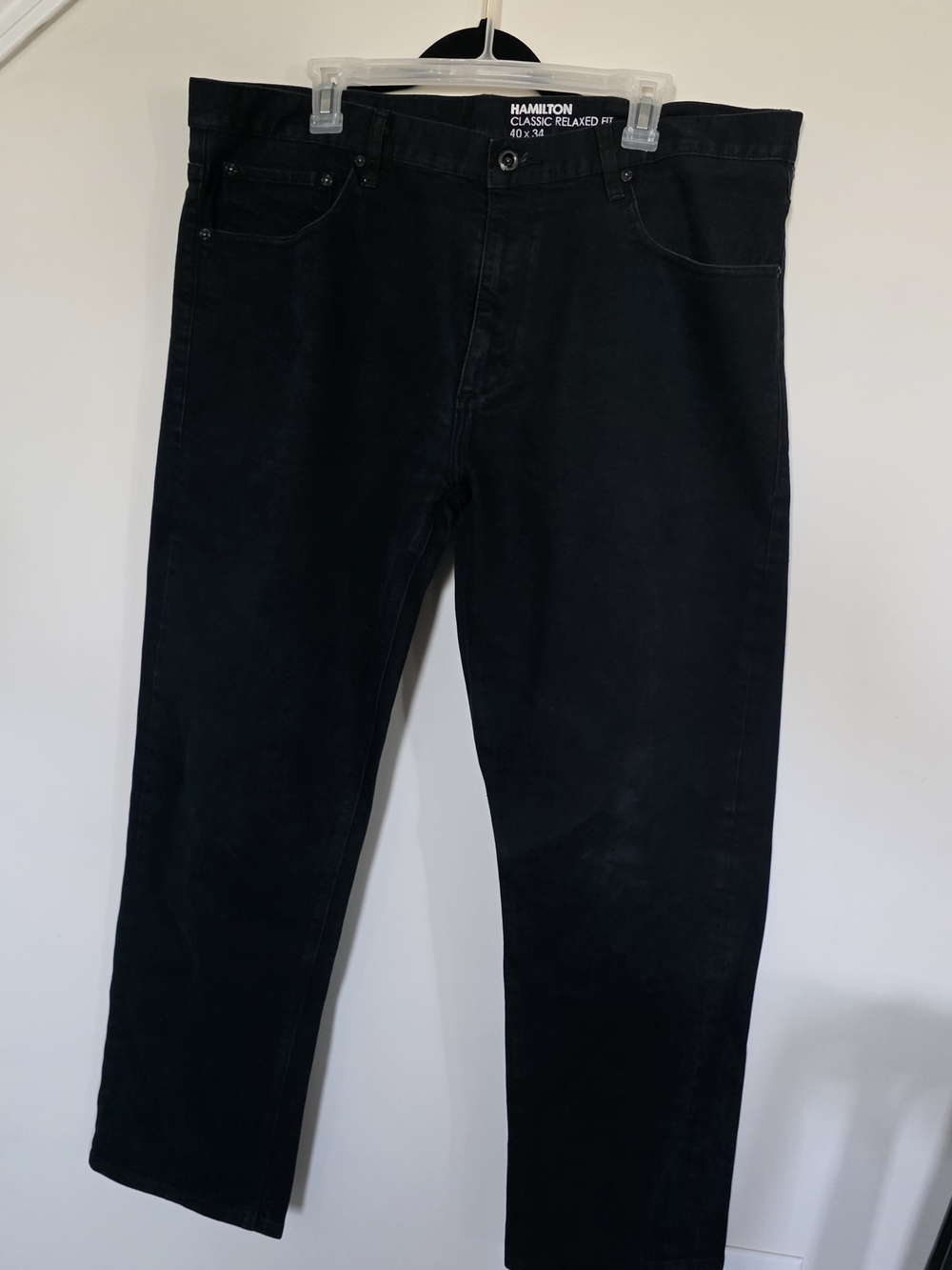Men’s Black Jeans Relaxed Fit 40x34 Classic Straight Denim Hamilton